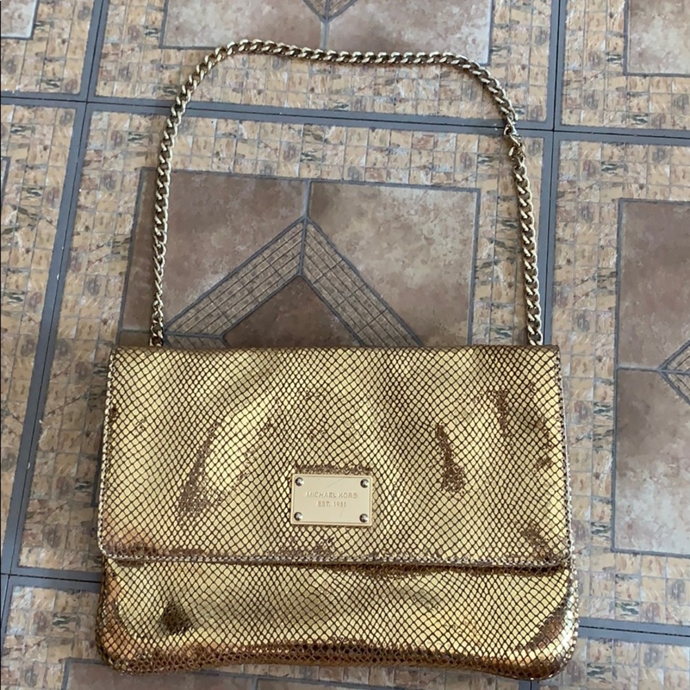 Michael Kors gold metallic handbag